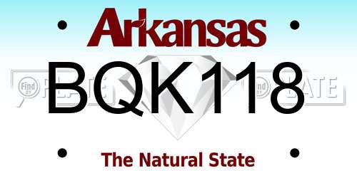 BQK118 Arkansas License Plate