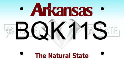 BQK11S Arkansas License Plate