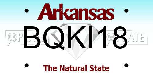 BQKI18 Arkansas License Plate