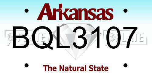 BQL3107 Arkansas License Plate