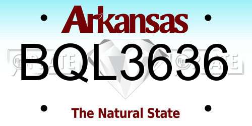 BQL3636 Arkansas License Plate