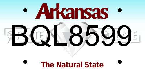 BQL8599 Arkansas License Plate