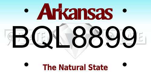 BQL8899 Arkansas License Plate
