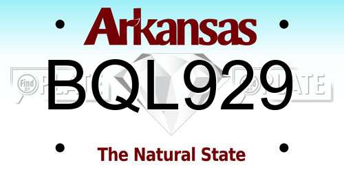 BQL929 Arkansas License Plate