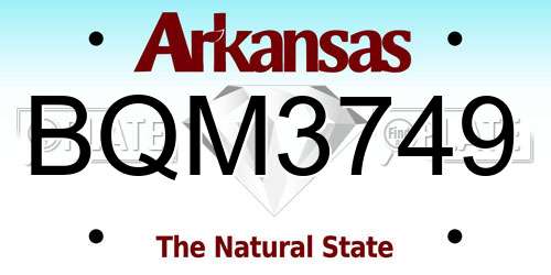 BQM3749 Arkansas License Plate