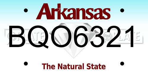 BQO6321 Arkansas License Plate