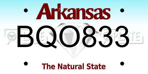 BQO833 Arkansas License Plate