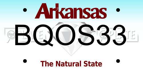 BQOS33 Arkansas License Plate