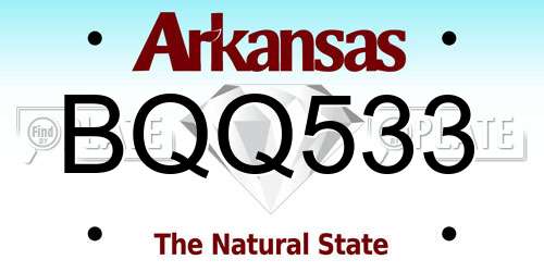 BQQ533 Arkansas License Plate