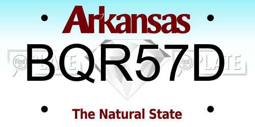 BQR57D Arkansas License Plate