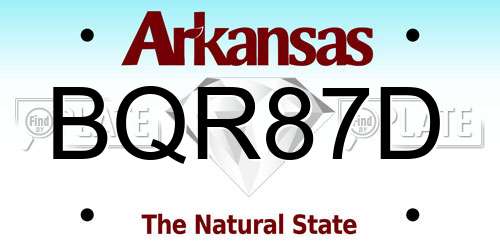 BQR87D Arkansas License Plate