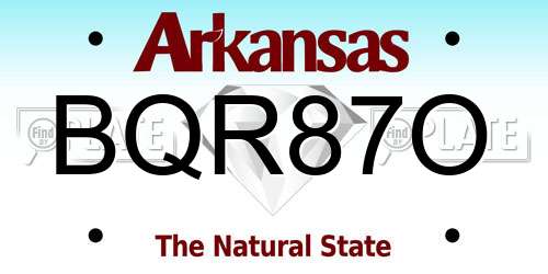BQR87O Arkansas License Plate