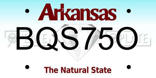 BQS75O Arkansas License Plate