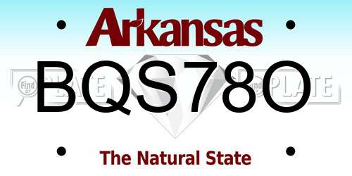 BQS78O Arkansas License Plate