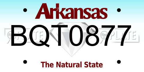 BQT0877 Arkansas License Plate