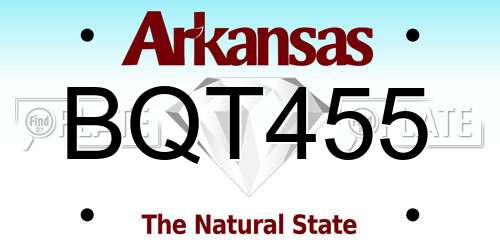 BQT455 Arkansas License Plate