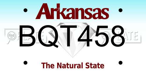 BQT458 Arkansas License Plate