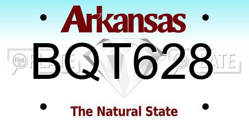 BQT628 Arkansas License Plate