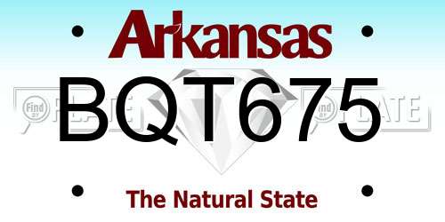 BQT675 Arkansas License Plate