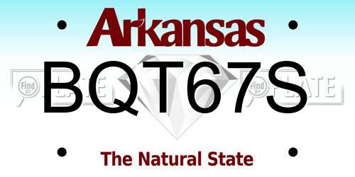 BQT67S Arkansas License Plate