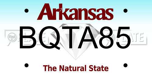BQTA85 Arkansas License Plate