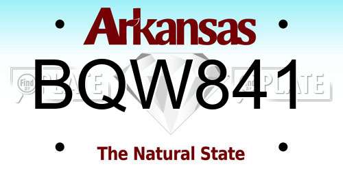 BQW841 Arkansas License Plate