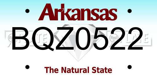 BQZ0522 Arkansas License Plate