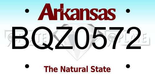 BQZ0572 Arkansas License Plate