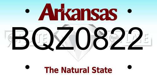 BQZ0822 Arkansas License Plate