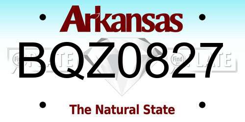 BQZ0827 Arkansas License Plate