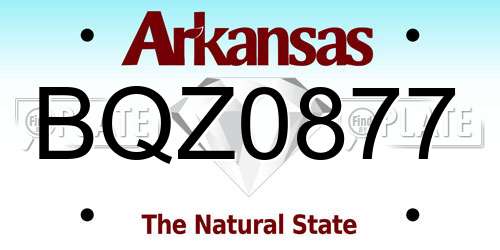 BQZ0877 Arkansas License Plate