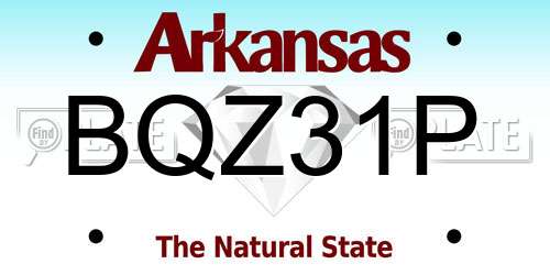 BQZ31P Arkansas License Plate