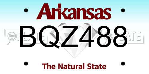 BQZ488 Arkansas License Plate