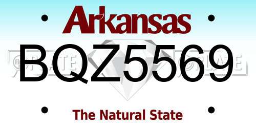 BQZ5569 Arkansas License Plate