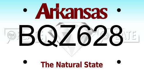 BQZ628 Arkansas License Plate
