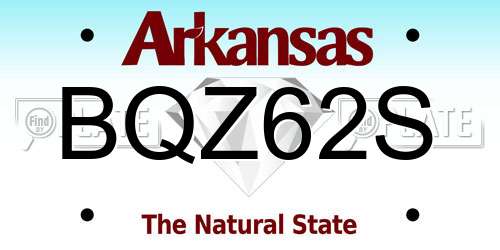 BQZ62S Arkansas License Plate