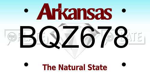 BQZ678 Arkansas License Plate