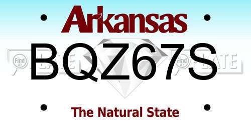 BQZ67S Arkansas License Plate