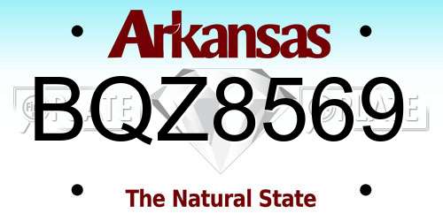 BQZ8569 Arkansas License Plate