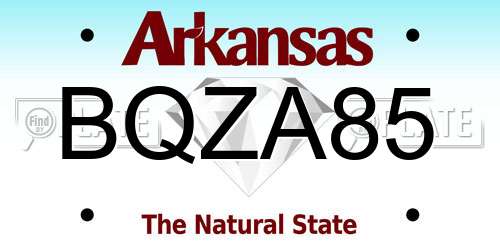 BQZA85 Arkansas License Plate