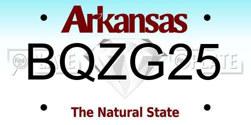 BQZG25 Arkansas License Plate