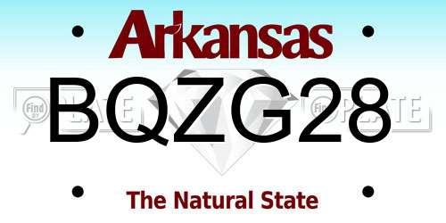 BQZG28 Arkansas License Plate