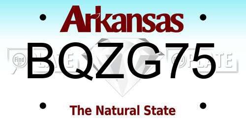 BQZG75 Arkansas License Plate