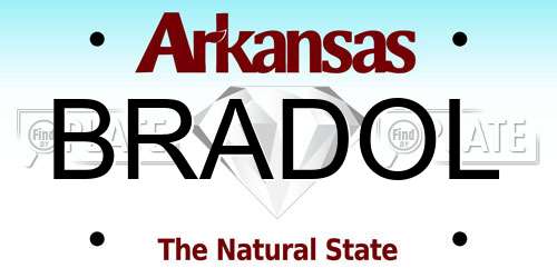 BRADOL Arkansas License Plate