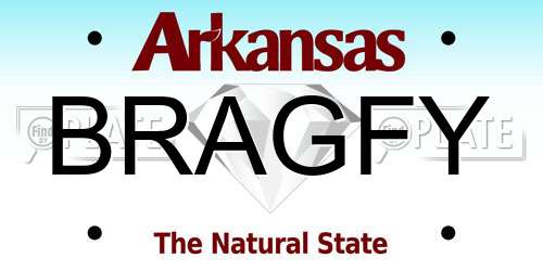 BRAGFY Arkansas License Plate