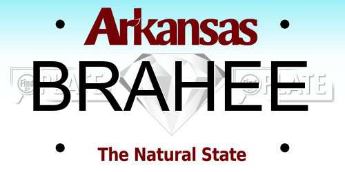 BRAHEE Arkansas License Plate