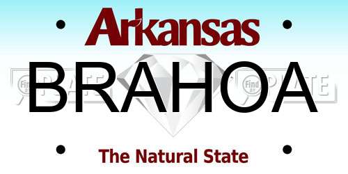 BRAHOA Arkansas License Plate