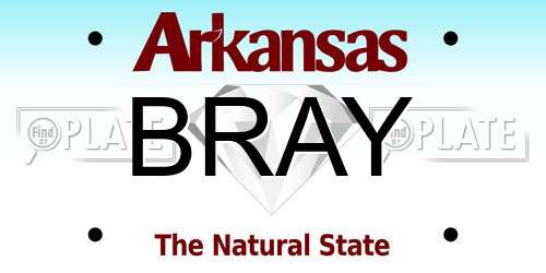 BRAY Arkansas License Plate