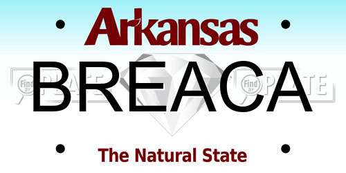 BREACA Arkansas License Plate