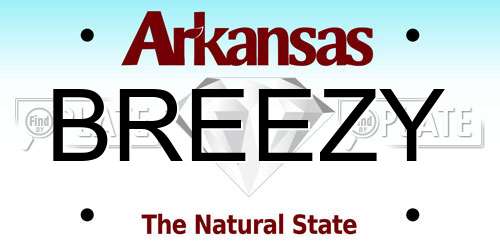 BREEZY Arkansas License Plate